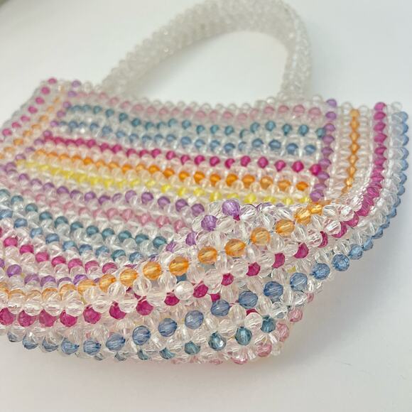Aqua Samira Striped Beaded Mini Tote Handbag Clear Multicolor Bloomingdales - Picture 5 of 9